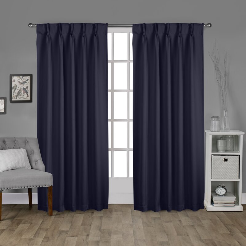 Sateen Solid Room Darkening Thermal Pinch Pleat Curtain Panels (Set of 2) GL1338