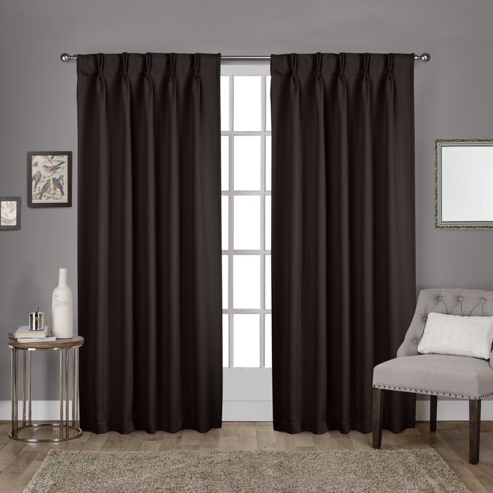 Sateen Solid Room Darkening Thermal Pinch Pleat Curtain Panels - Set of 2 (DC46)