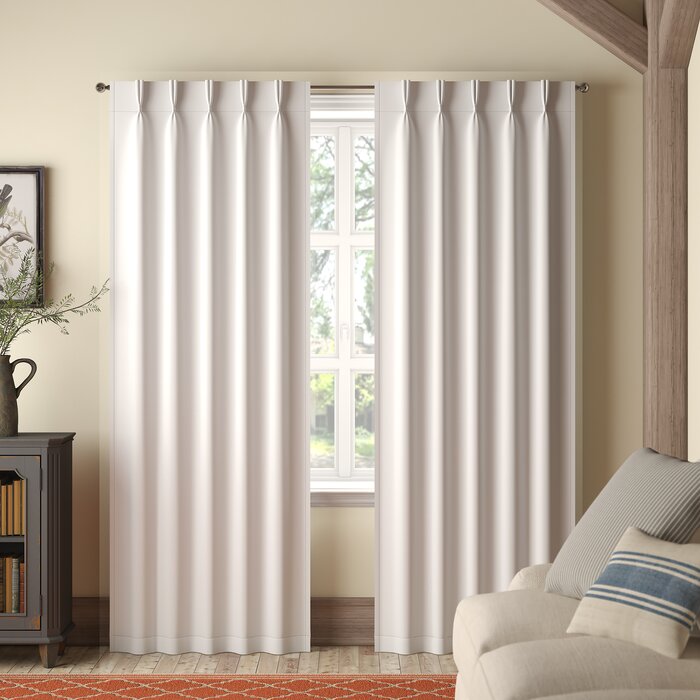 Sateen Vanilla Solid Room Darkening Thermal Pinch Pleat Curtain Panels - Set of 4 #226MS