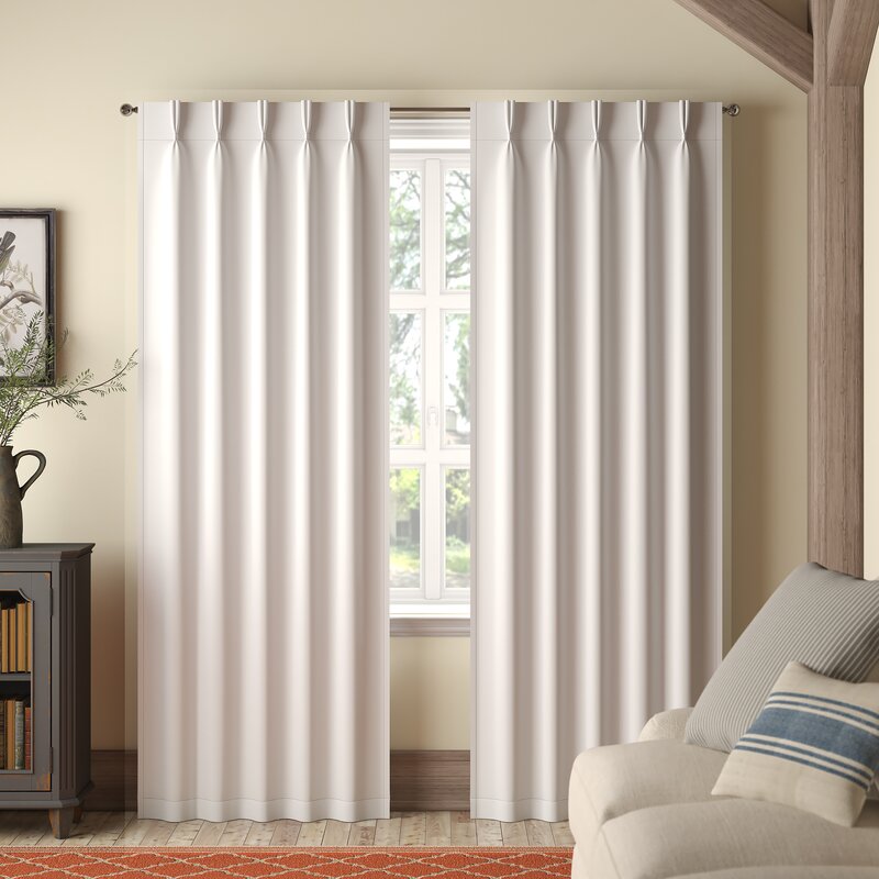 Sateen Solid Room Darkening Thermal Pinch Pleat Curtain Panels #ND1045