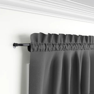 48" - 86" Black Sauhal Adjustable 0.63" Single Curtain Rod