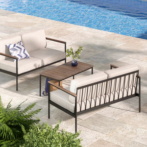 Savanah 55.2'' Wide Outdoor Loveseat with Cushions