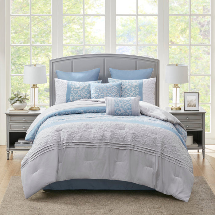 Sayers Traditional Embroidered Quilted 8 Piece Comforter Set, King