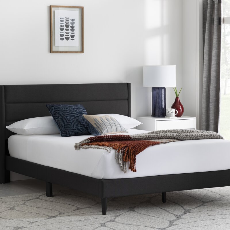 Queen Charcoal Scarlett Upholstered Low Profile Platform Bed MRM1803