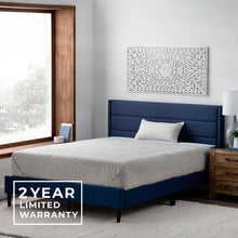 Load image into Gallery viewer, Twin XL Cobalt Scarlett Upholstered Low Profile Platform Bed
