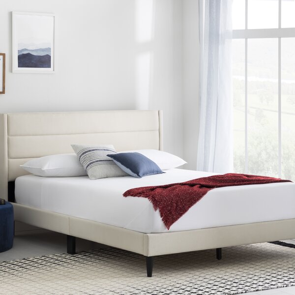 Scarlett Upholstered Low Profile Platform Bed Queen Pearl 3564RR