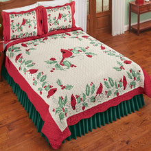 Load image into Gallery viewer, Full Quilt Schofields Cream/Red/Green Microfiber Reversible Quilt
