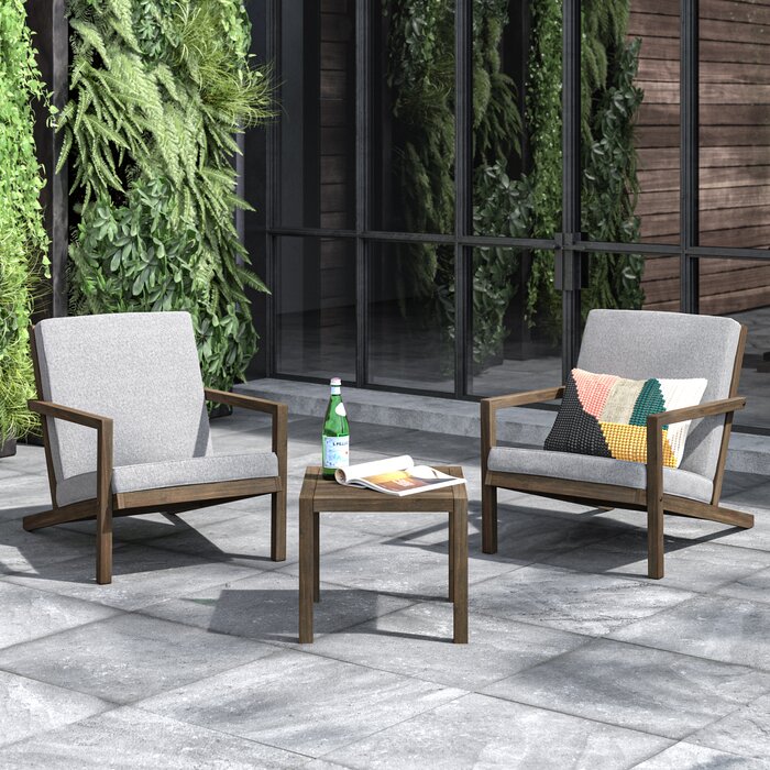 Scottie Solid Wood Person Seating Group with Cushions, (Set of 3)