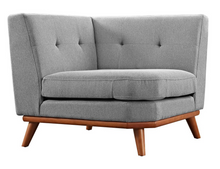 Load image into Gallery viewer, Engage Expectation Gray Polyester Sectional Corner Chair with Tapered Wood Legs (corner pc only) SB1730
