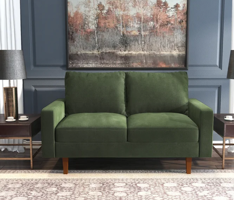 Ridinger 57.87'' Velvet Square Arm Loveseat