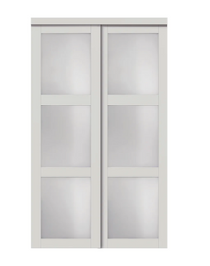 *As is Euro 60" x 80" French Style 3-Lite Interior Bypass Sliding Closet Door with Dial-Adjust Roller Hardware