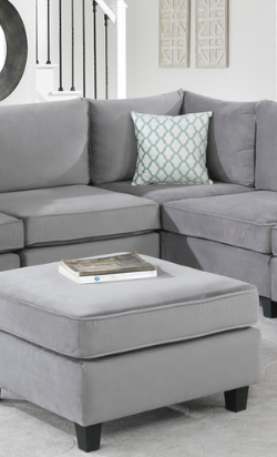 Simona Grey Velvet corner piece with ottoman