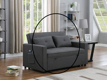 Load image into Gallery viewer, Dark Gray Linen Convertible Sleeper Loveseat with Side Pocket (Armless Couch ONLY)
