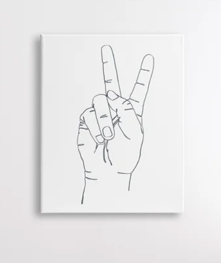 Hand With Peace Sign - Drawing Print