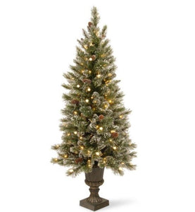 4 ft. Glittery Bristle Entrance Artificial Christmas Tree with Warm White LED Lights MRM1488