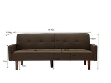 Load image into Gallery viewer, 74.8 in. W Brown Fabric 2-Seats Twin Size Sofa Bed Sleeper MRM1635
