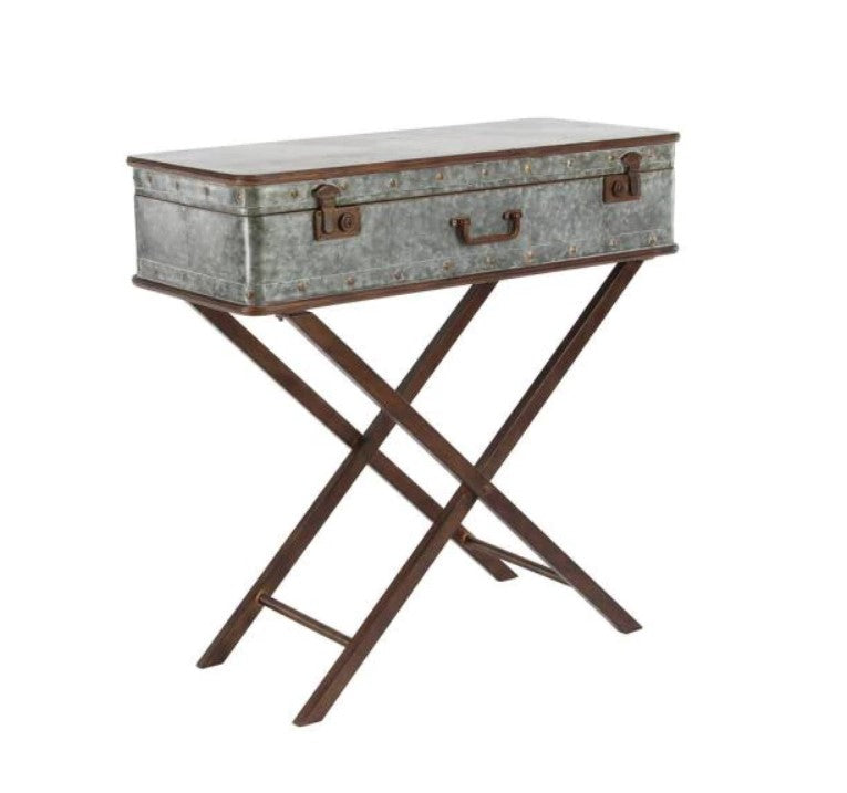 Litton Lane 32 in. Grey Metal Farmhouse Accent Table MRM1775