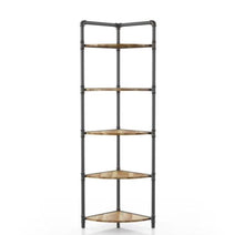 Load image into Gallery viewer, 63.75 in. Copper Metal 5-shelf Corner Bookcase MRM1855
