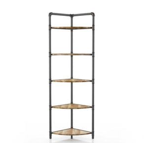63.75 in. Copper Metal 5-shelf Corner Bookcase MRM1855