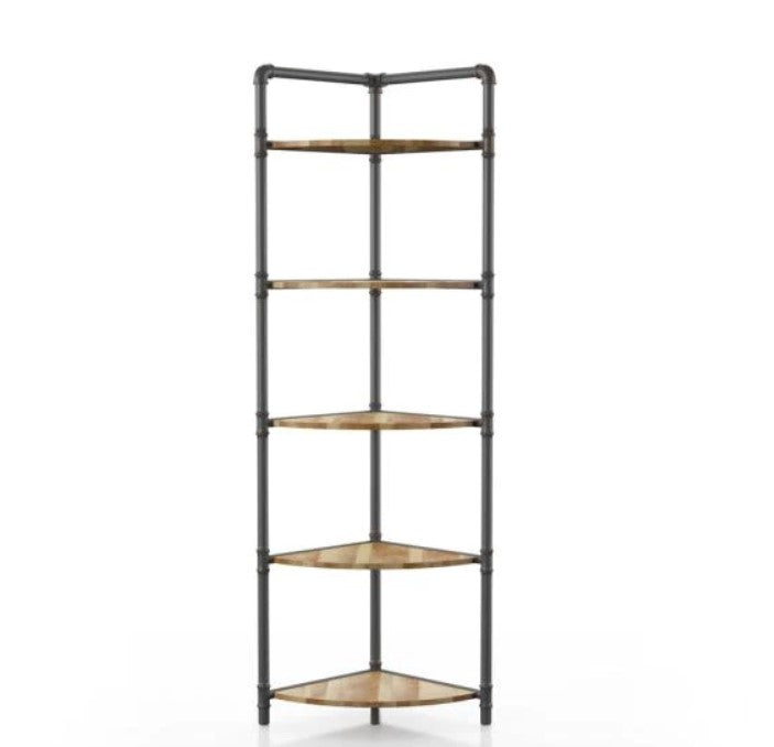 63.75 in. Copper Metal 5-shelf Corner Bookcase MRM1855