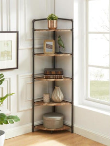 63.75 in. Copper Metal 5-shelf Corner Bookcase MRM1855
