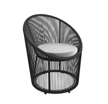 Load image into Gallery viewer, 30 x 27 x26 Taura Black Resin Rope and Metal Outdoor Lounge Chair with Gray Cushion
