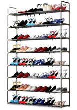 Load image into Gallery viewer, 60.6 H 48-Pair 8-Tier Gray Plastic Shoe Rack
