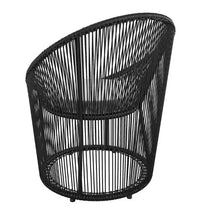 Load image into Gallery viewer, 30 x 27 x26 Taura Black Resin Rope and Metal Outdoor Lounge Chair with Gray Cushion
