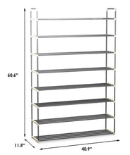 Load image into Gallery viewer, 60.6 H 48-Pair 8-Tier Gray Plastic Shoe Rack
