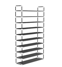 Load image into Gallery viewer, 67.75 H 50-Pair 10-Tier Black Polypropylene Shoe Rack
