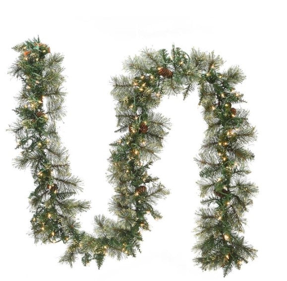 9 ft. Golden Bristle Garland with Clear Lights