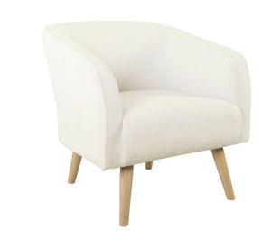 29 x 30 x31 Sherpa Accent Chair with Wood Legs Cream
