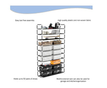 Load image into Gallery viewer, 67.75 H 50-Pair 10-Tier Black Polypropylene Shoe Rack
