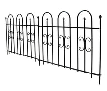Load image into Gallery viewer, 2-Piece Decorative Finial Garden Landscape Iron Border Fence, Black 3 ft by 8 ft
