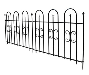 2-Piece Decorative Finial Garden Landscape Iron Border Fence, Black 3 ft by 8 ft