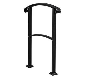 34" x 39" x 39" Outdoor 1-3 Steps Adjustable Wrought Iron Handrails Grab Rail, Black