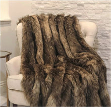 Load image into Gallery viewer, Faux Mountain Coyote Handmade Luxury Throw
