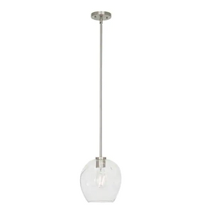 1-Light Brushed Nickel Mini Pendant with Glass Shade, 5680RR