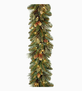 National Tree Company Outdoor Pre-lit Electrical Outlet 9-ft Pine Garland with White LED Lights