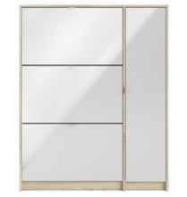 Load image into Gallery viewer, 3 Drawer Shoe Cabinet &amp; Door in Oak-White High Gloss with 2 Layers
