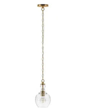 Load image into Gallery viewer, Verona 1-Light Brushed Brass Pendant with Seeded Glass Shade
