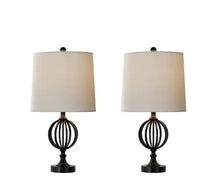 Load image into Gallery viewer, 25 in. Openwork Black Iron Orb Table Lamps (Set of 2)
