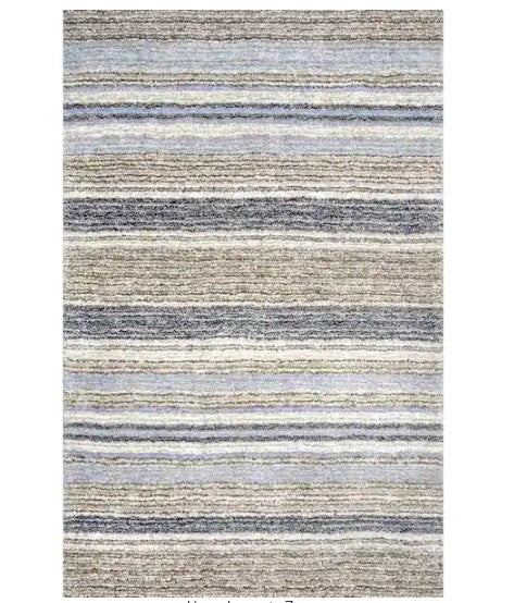Classie Striped Shag Denim 6 ft. x 9 ft. Area Rug