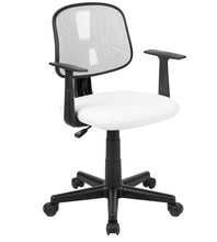 Load image into Gallery viewer, 23&quot;D x 23&quot;W x 36.25&quot;H Flash Fundamentals White Mesh Swivel Office Chair with Swivel Back and Arms

