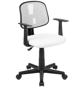 23"D x 23"W x 36.25"H Flash Fundamentals White Mesh Swivel Office Chair with Swivel Back and Arms