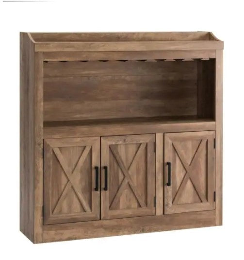 Reclaimed Barnwood Bar Cabinet with Stem Glass Placement