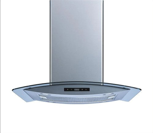 30 in. 520 CFM Convertible Island Mount Range Hood in Stainless Steel and Glass with LED Lights and Touch Control MRM1973