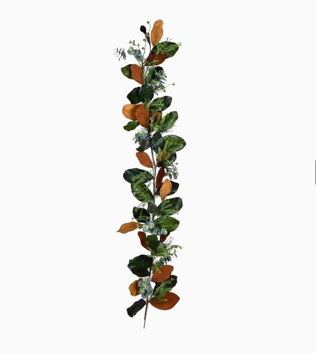 Vickerman 72-in Green Indoor Hanging Artificial Magnolia Garland, 7704RR