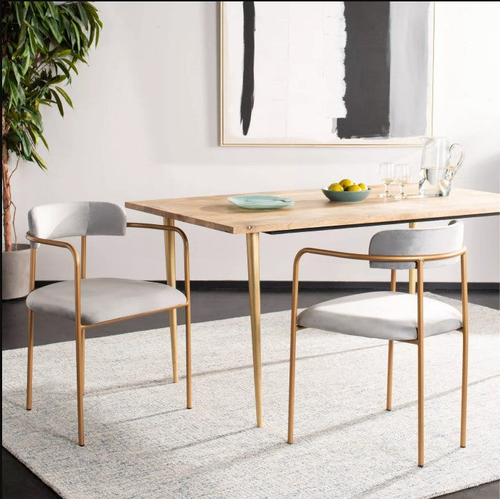 Set of 2 Camille Side Chair Gray/Gold - Safavieh MRM1011