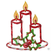 Load image into Gallery viewer, Northlight Lighted Candles with Holly and Berry Christmas Window Silhouette - 16.5 Inch
